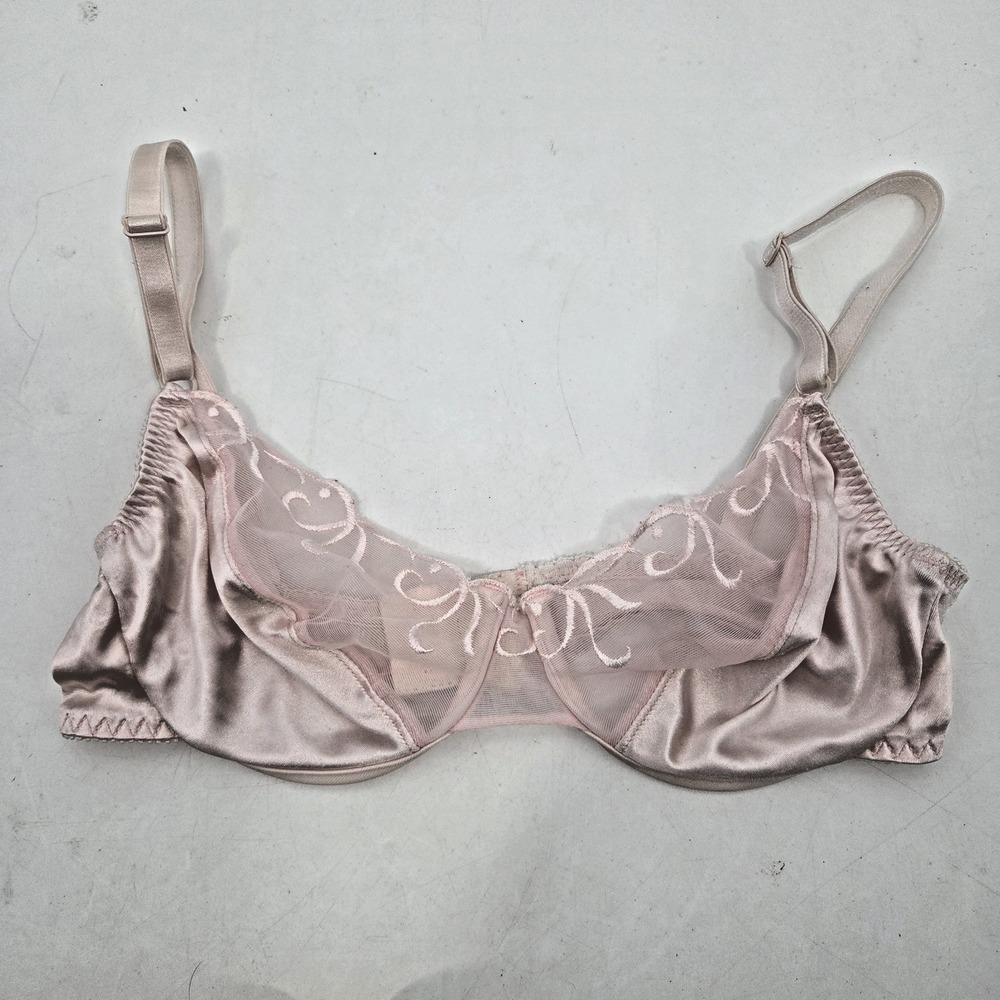 Vintage 80s 90s Victoria's Secret Gold Label Bra 36B Pink Flesh Fem Sexy Lace